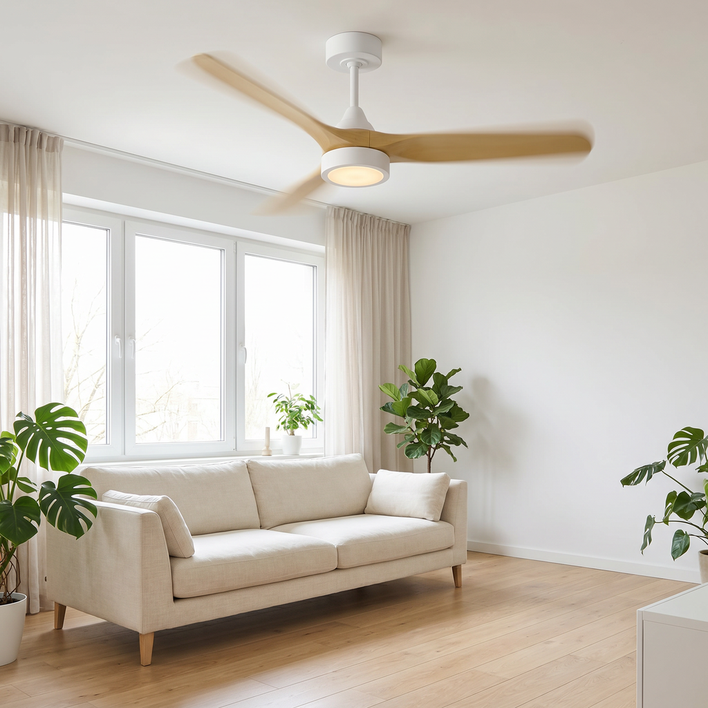 Birch | Scandinavian DC ceiling fan with light 132 cm