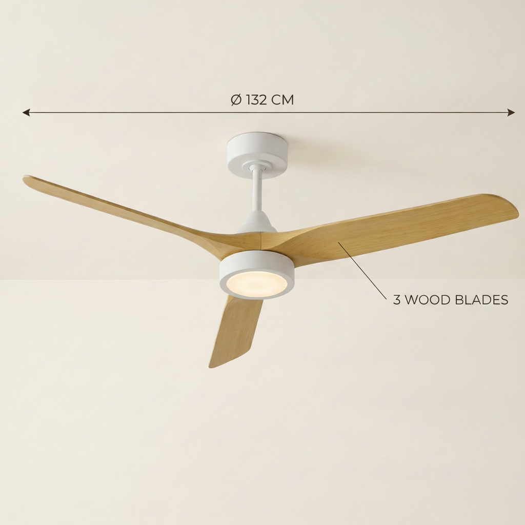 Birch | Scandinavian DC ceiling fan with light 132 cm