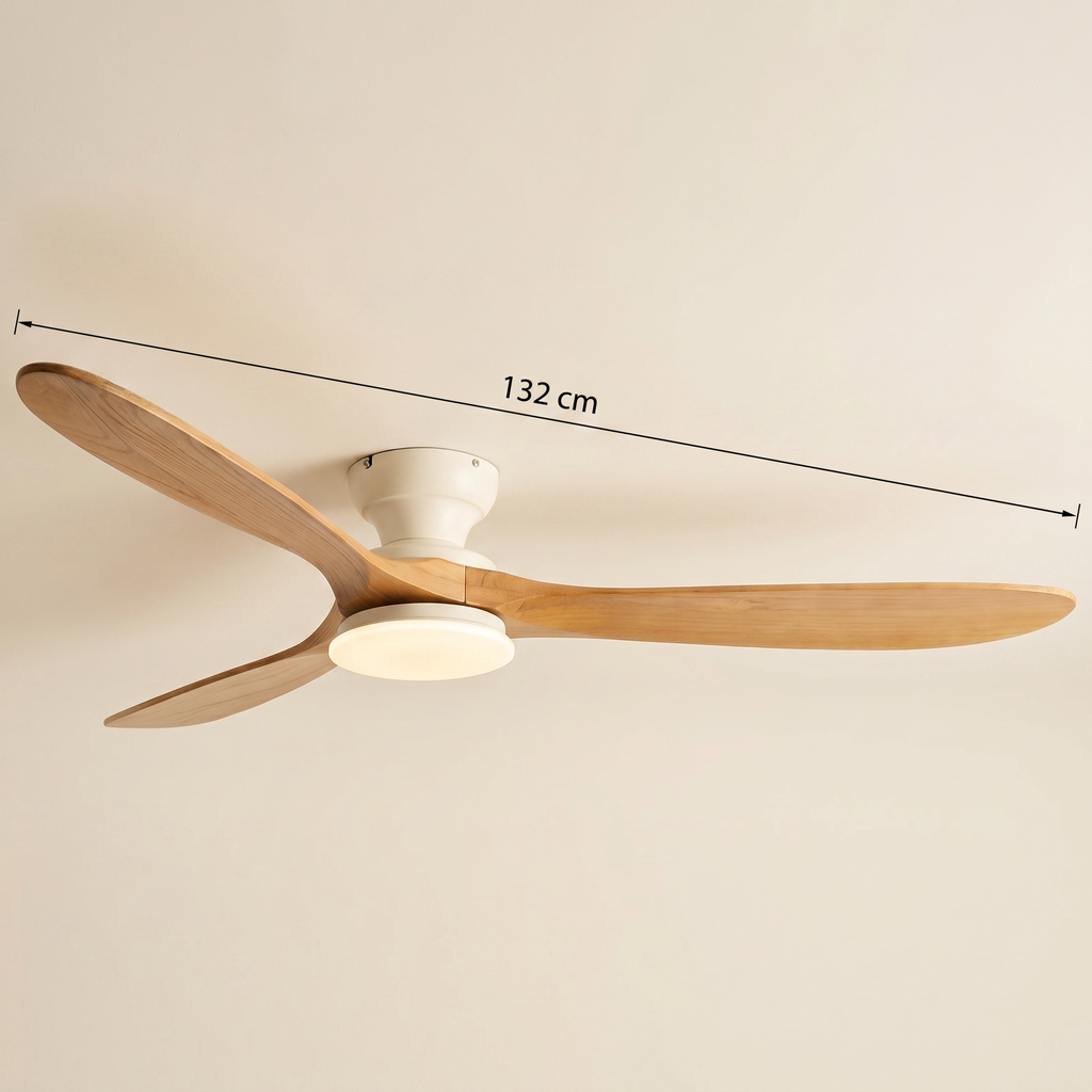 Linen | Solid timber ceiling fan with light