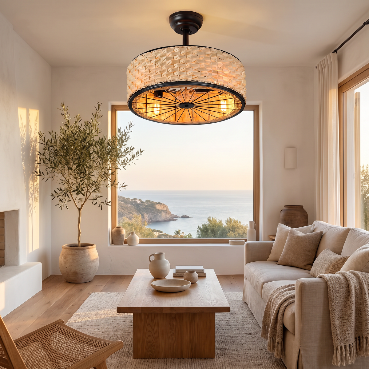 Weave | Rattan ceiling fan with three lights