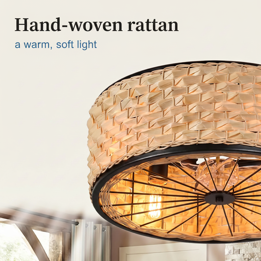 Weave | Rattan ceiling fan with three lights