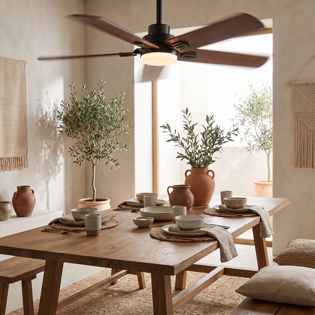 Elder | Solid walnut ceiling fan with light