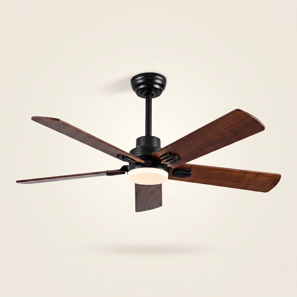 Elder | Solid walnut ceiling fan with light