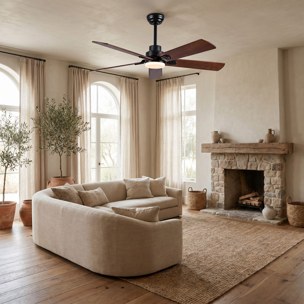 Elder | Solid walnut ceiling fan with light