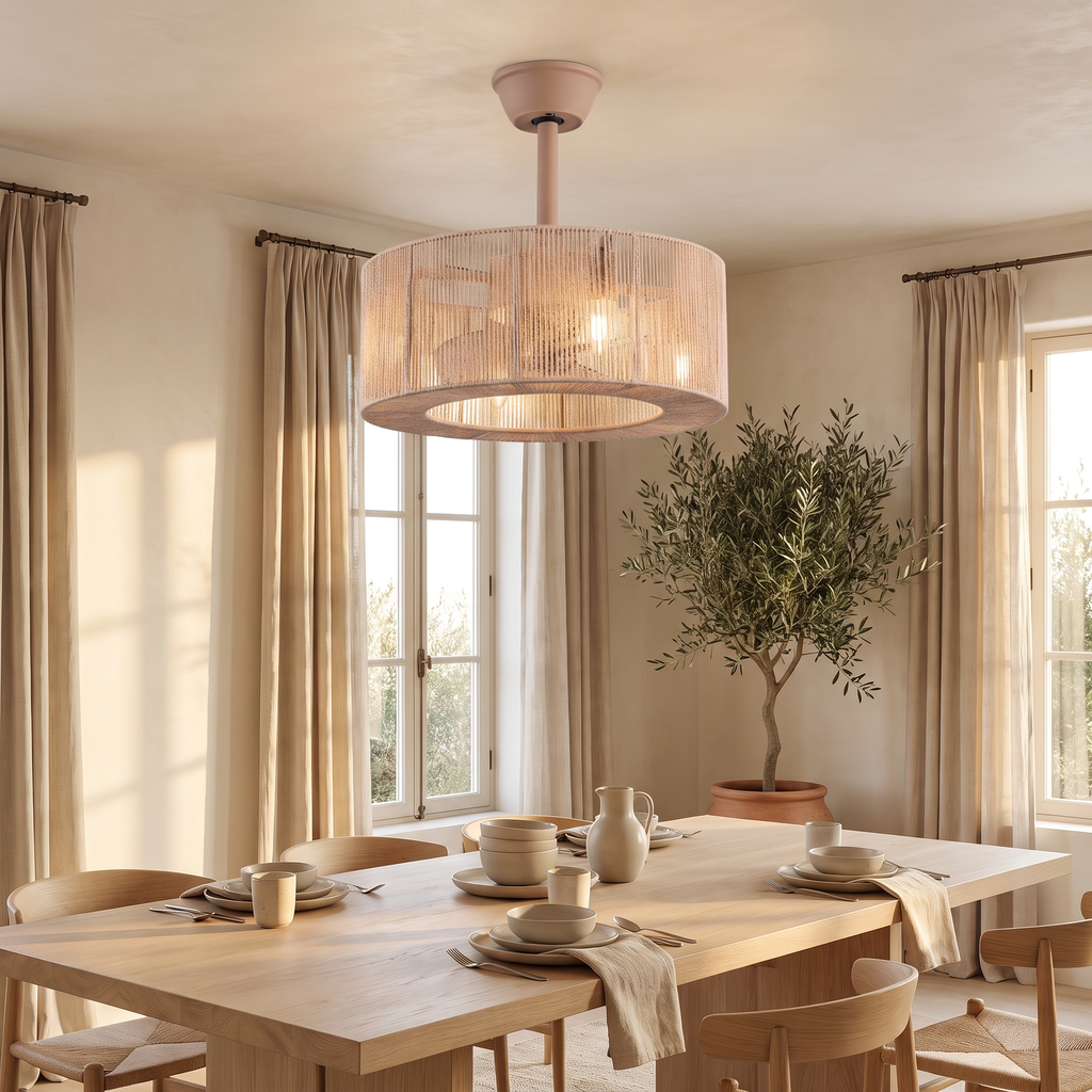 Reed | Rope drum ceiling fan with light 50 cm
