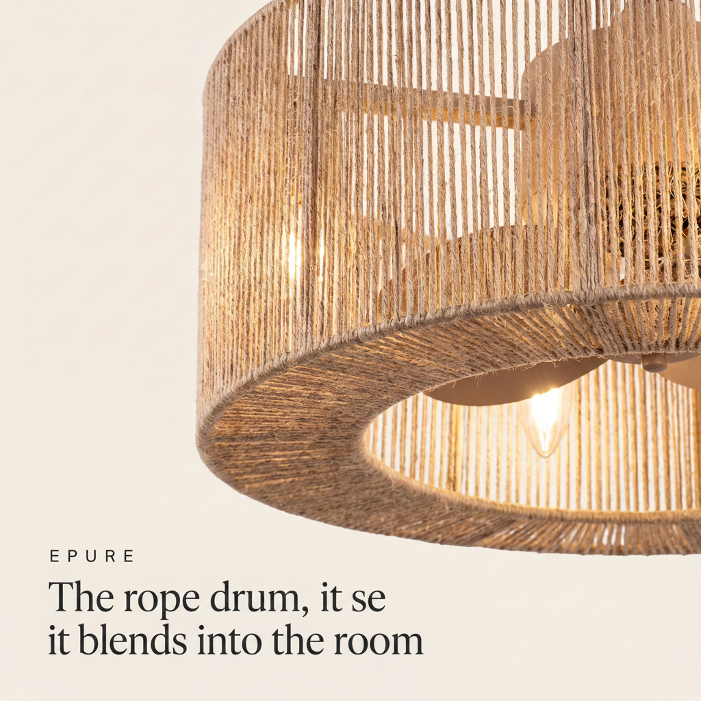Reed | Rope drum ceiling fan with light 50 cm