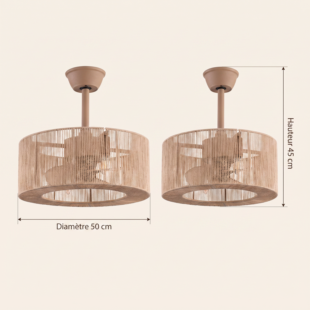 Reed | Rope drum ceiling fan with light 50 cm