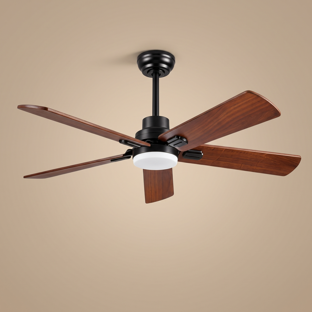 Elder | Solid walnut ceiling fan with light