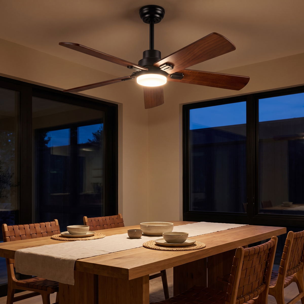 Elder | Solid walnut ceiling fan with light