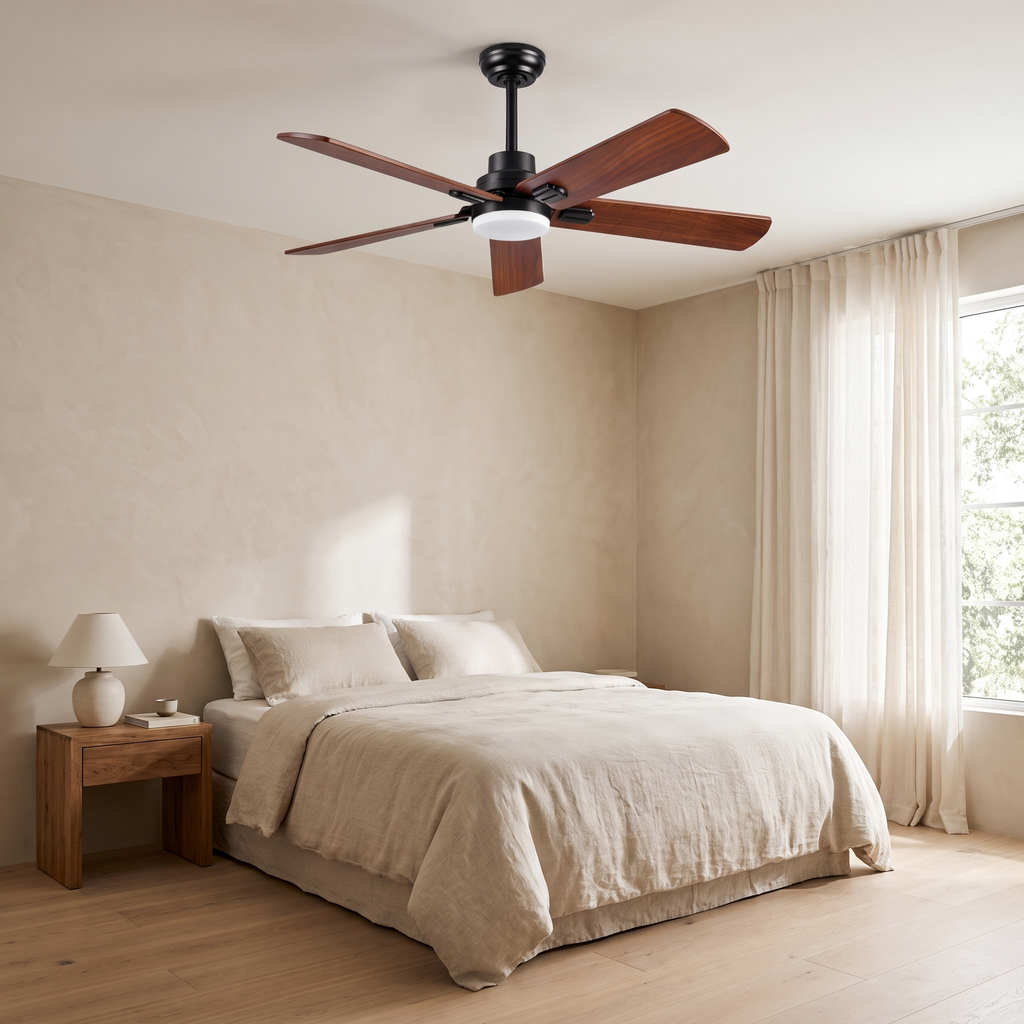 Elder | Solid walnut ceiling fan with light