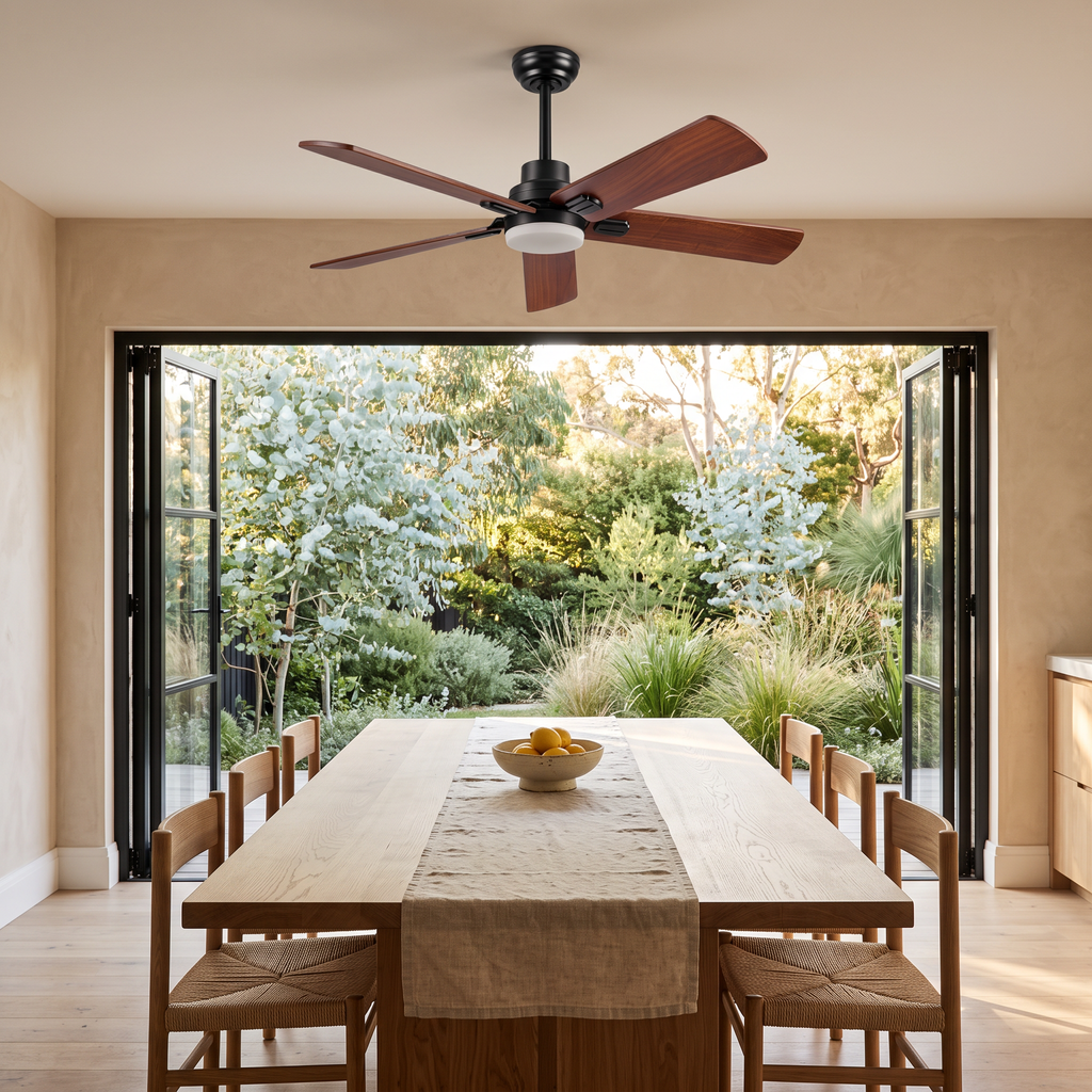 Elder | Solid walnut ceiling fan with light