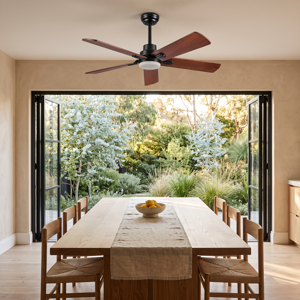 Elder | Solid walnut ceiling fan with light