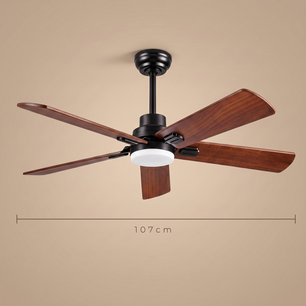 Elder | Solid walnut ceiling fan with light