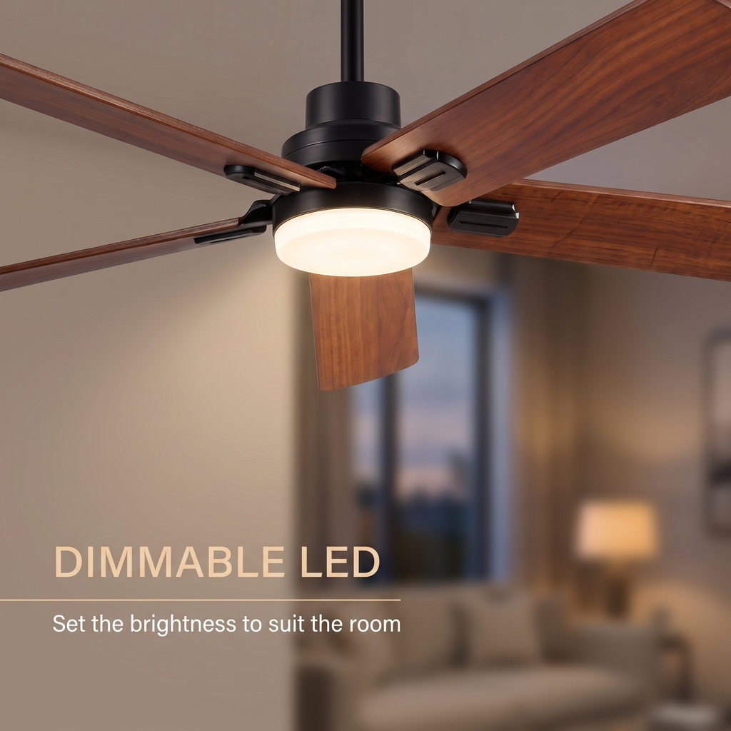 Elder | Solid walnut ceiling fan with light