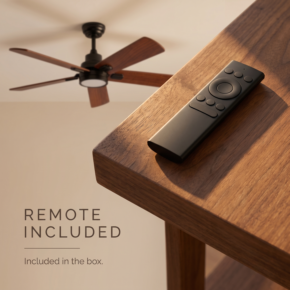 Elder | Solid walnut ceiling fan with light
