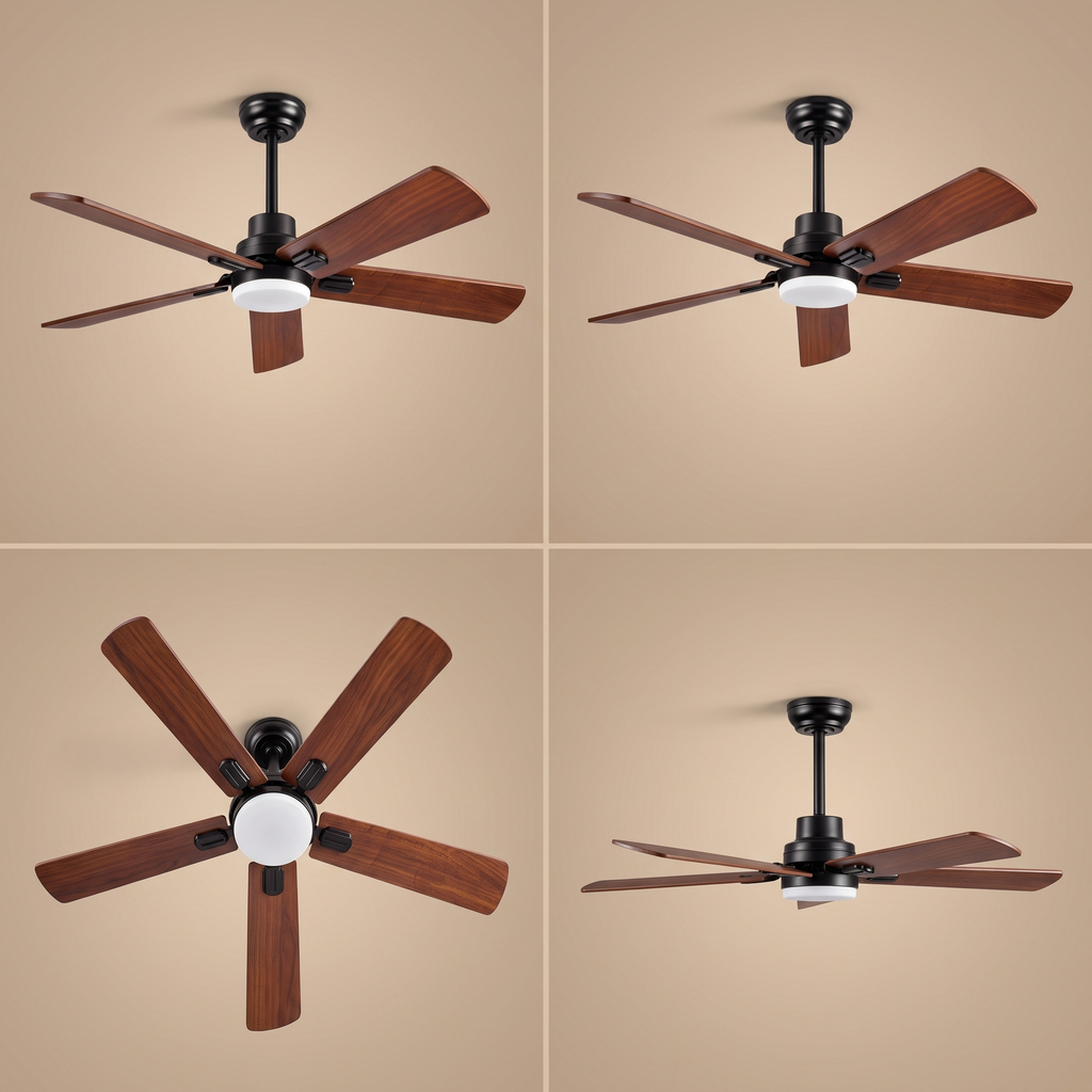 Elder | Solid walnut ceiling fan with light