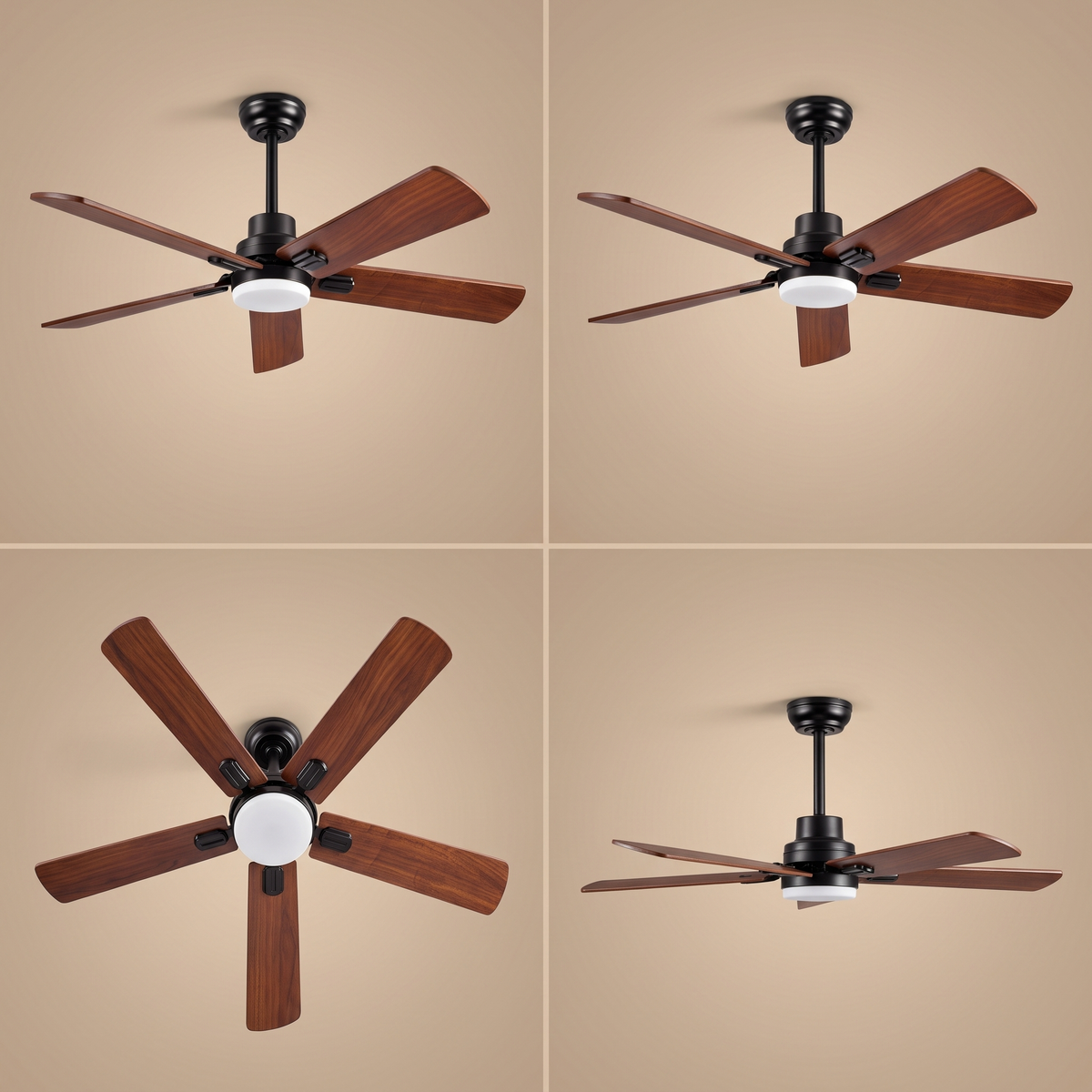 Elder | Solid walnut ceiling fan with light