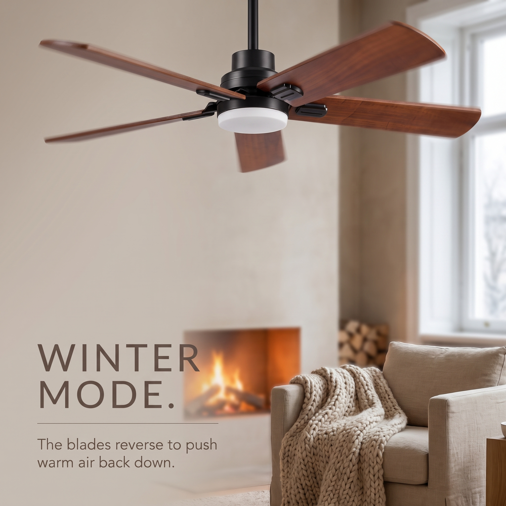 Elder | Solid walnut ceiling fan with light