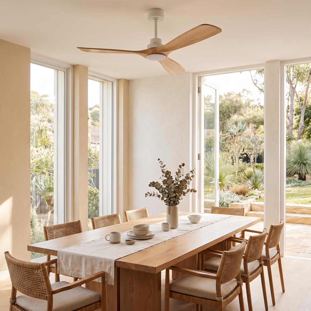 Birch | Scandinavian DC ceiling fan with light 132 cm