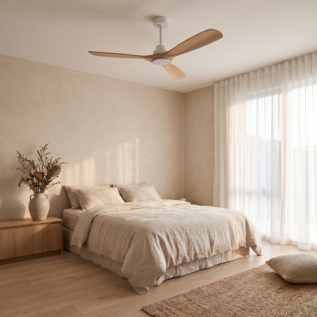 Birch | Scandinavian DC ceiling fan with light 132 cm