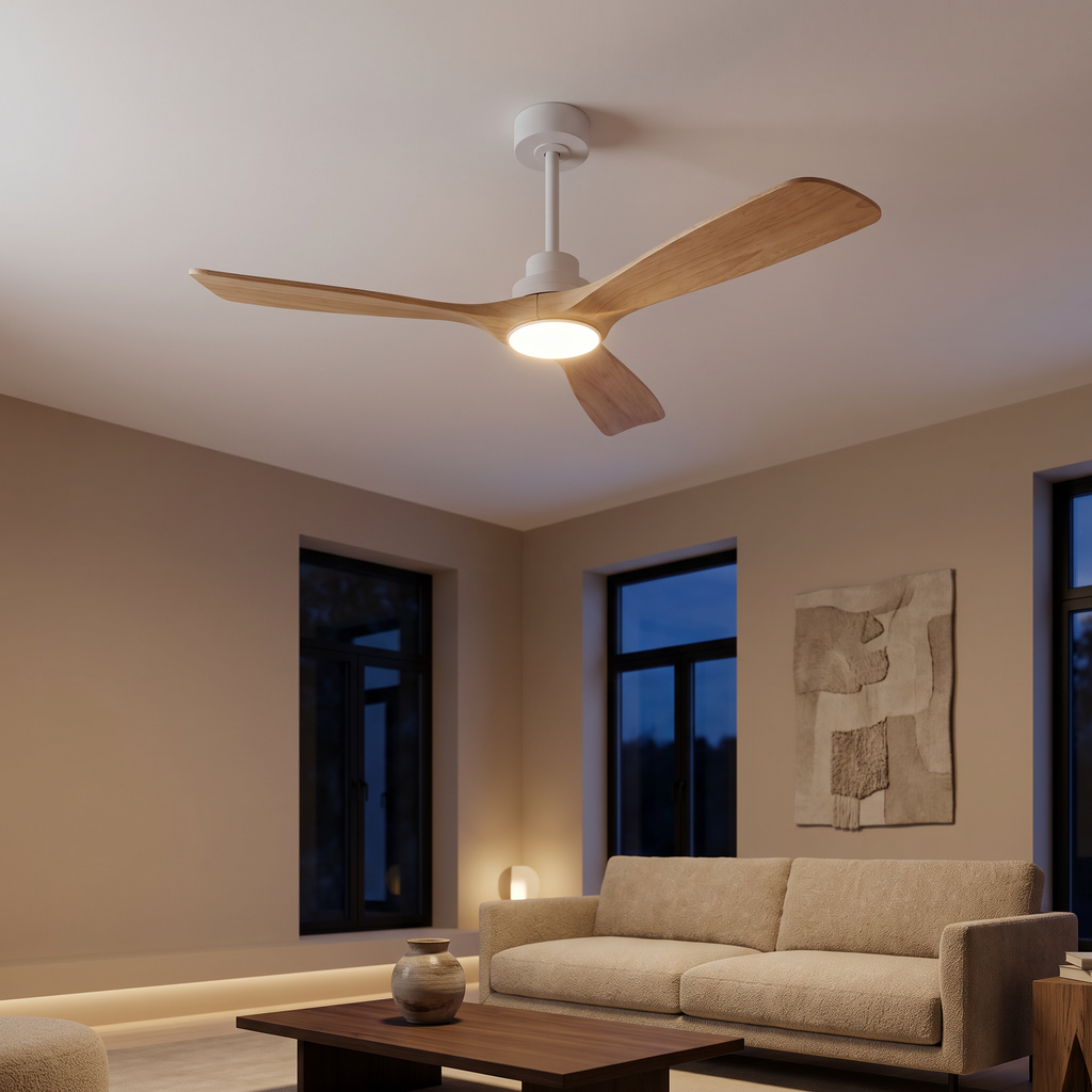 Birch | Scandinavian DC ceiling fan with light 132 cm