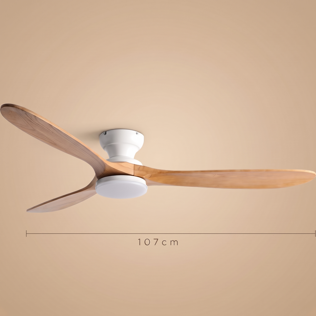 Linen | Solid timber ceiling fan with light