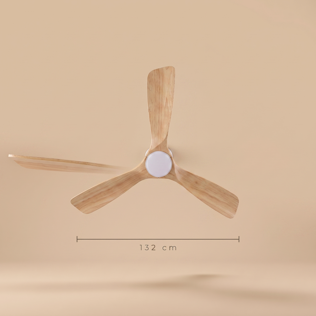 Birch | Scandinavian DC ceiling fan with light 132 cm