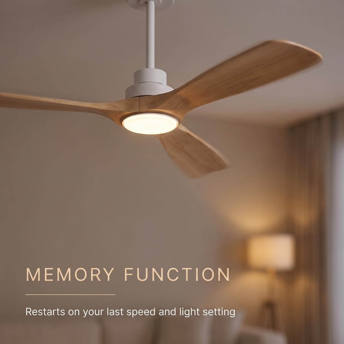 Birch | Scandinavian DC ceiling fan with light 132 cm