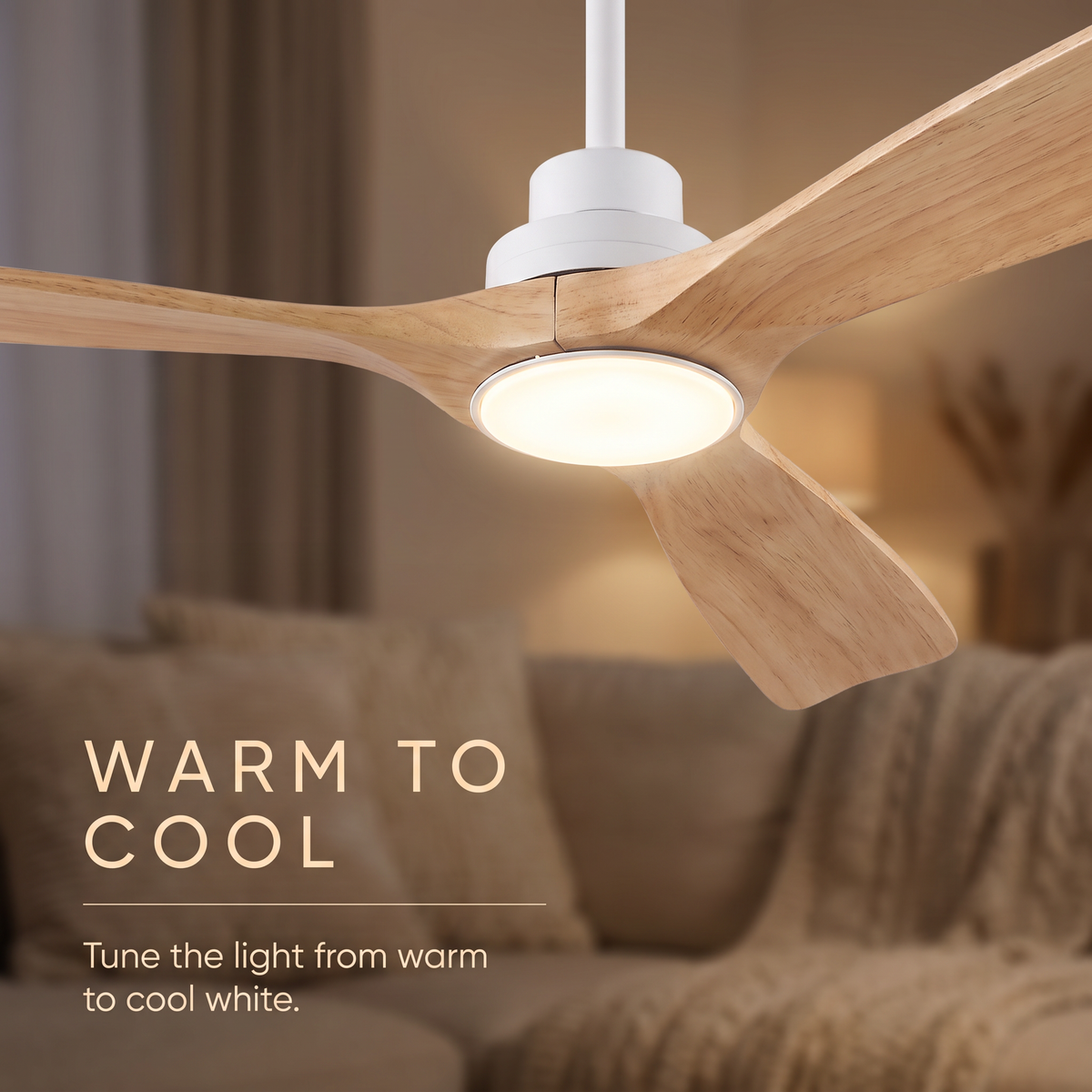 Birch | Scandinavian DC ceiling fan with light 132 cm
