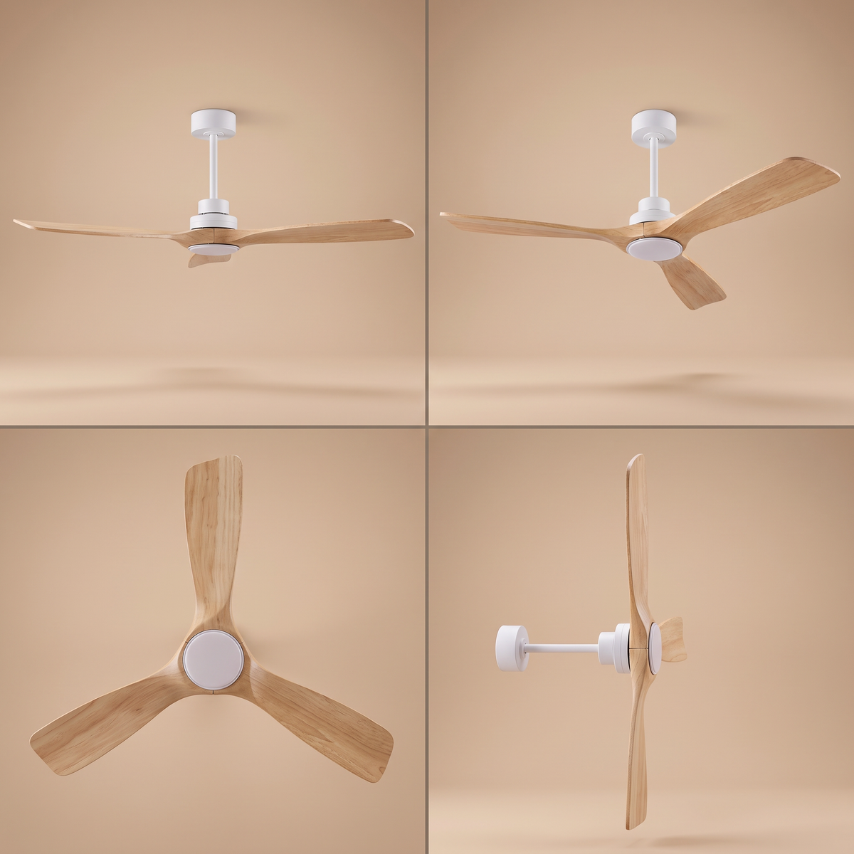 Birch | Scandinavian DC ceiling fan with light 132 cm
