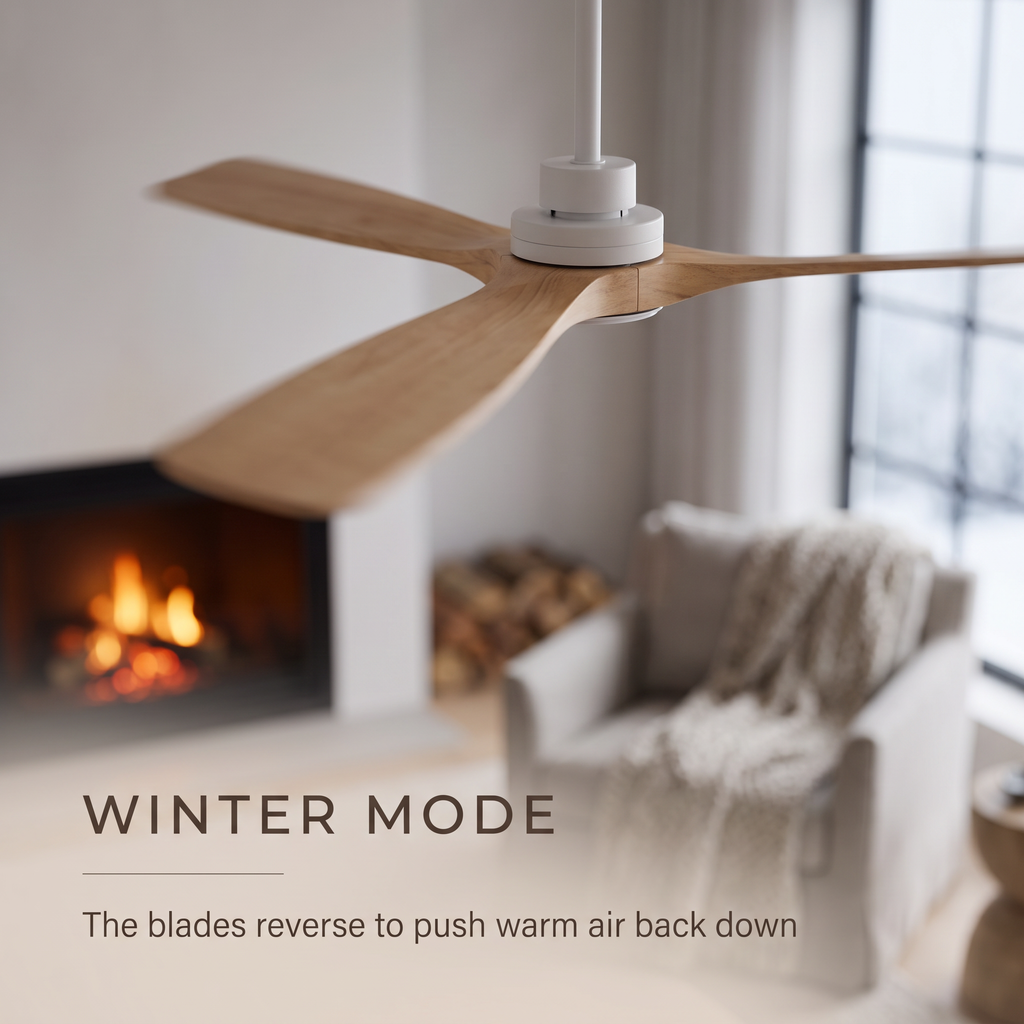 Birch | Scandinavian DC ceiling fan with light 132 cm