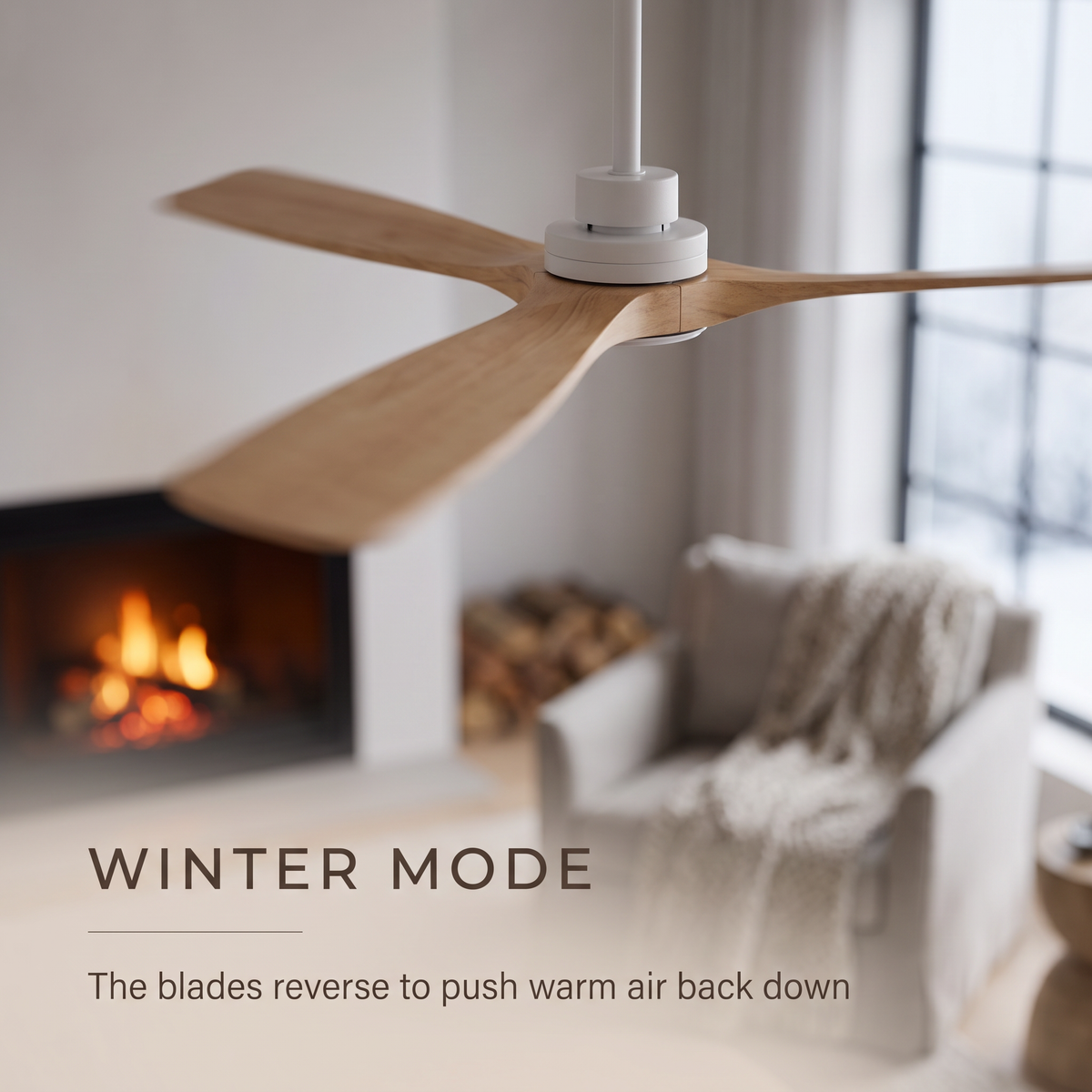 Birch | Scandinavian DC ceiling fan with light 132 cm