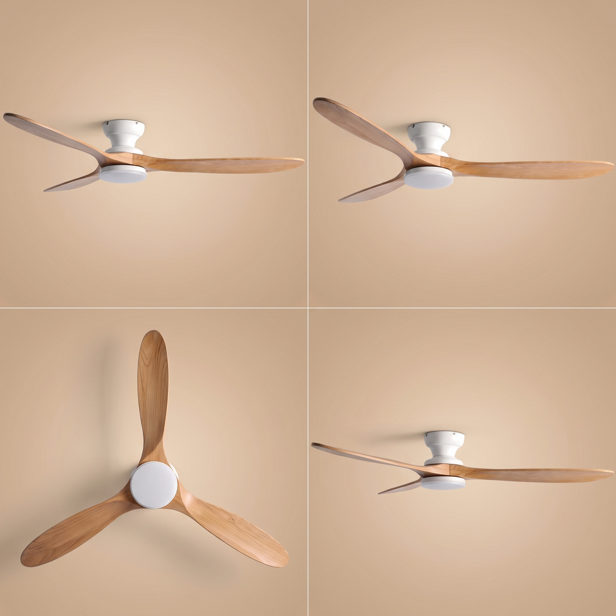 Linen | Solid timber ceiling fan with light