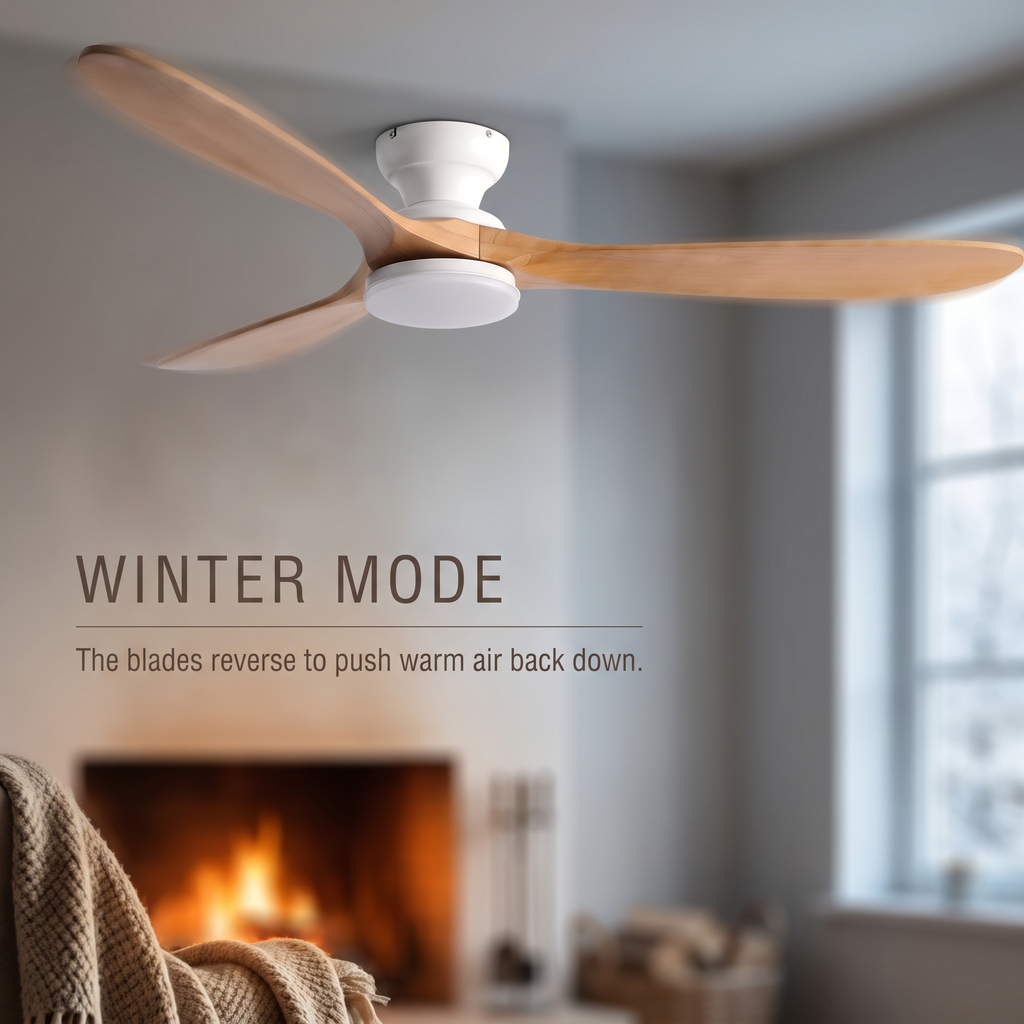 Linen | Solid timber ceiling fan with light
