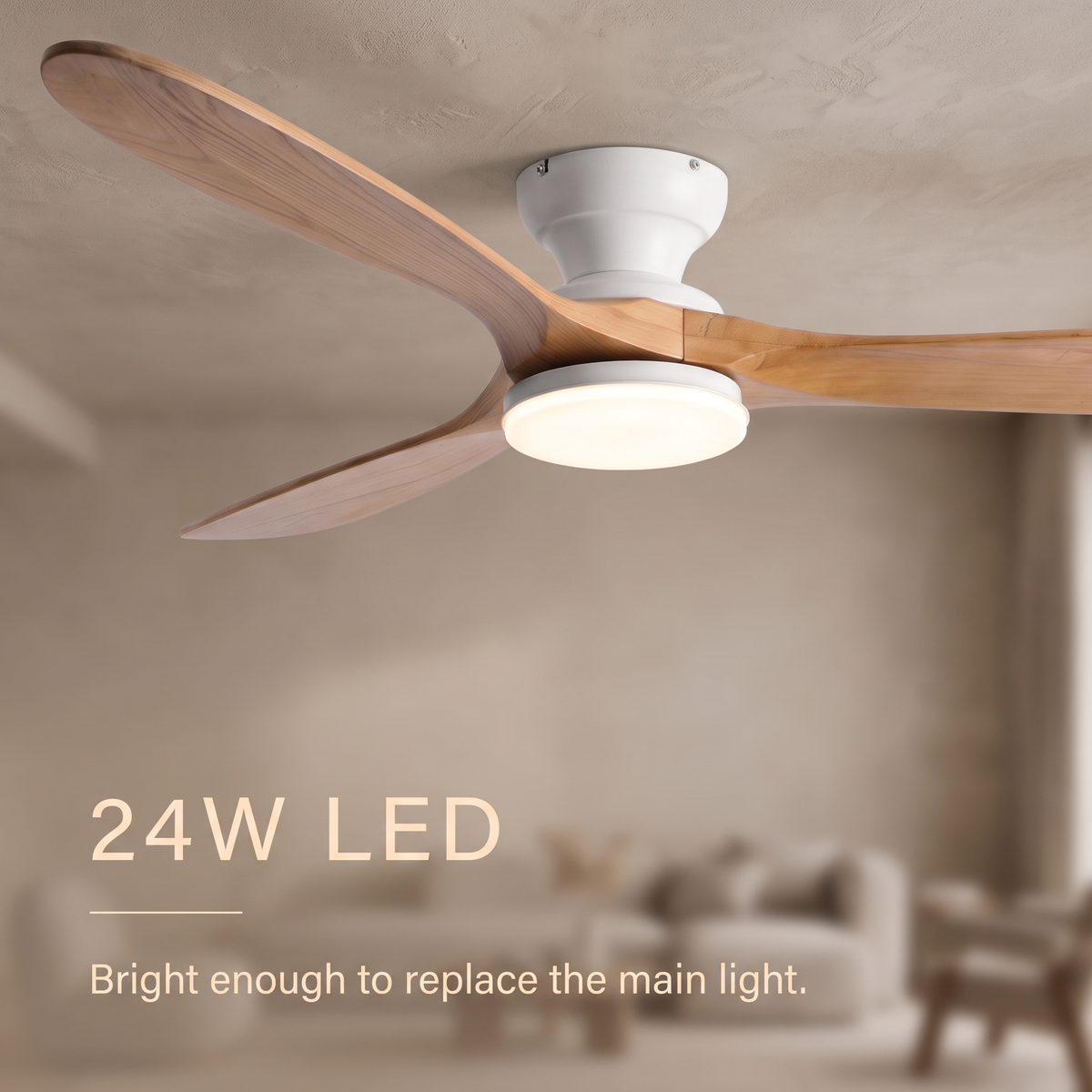 Linen | Solid timber ceiling fan with light