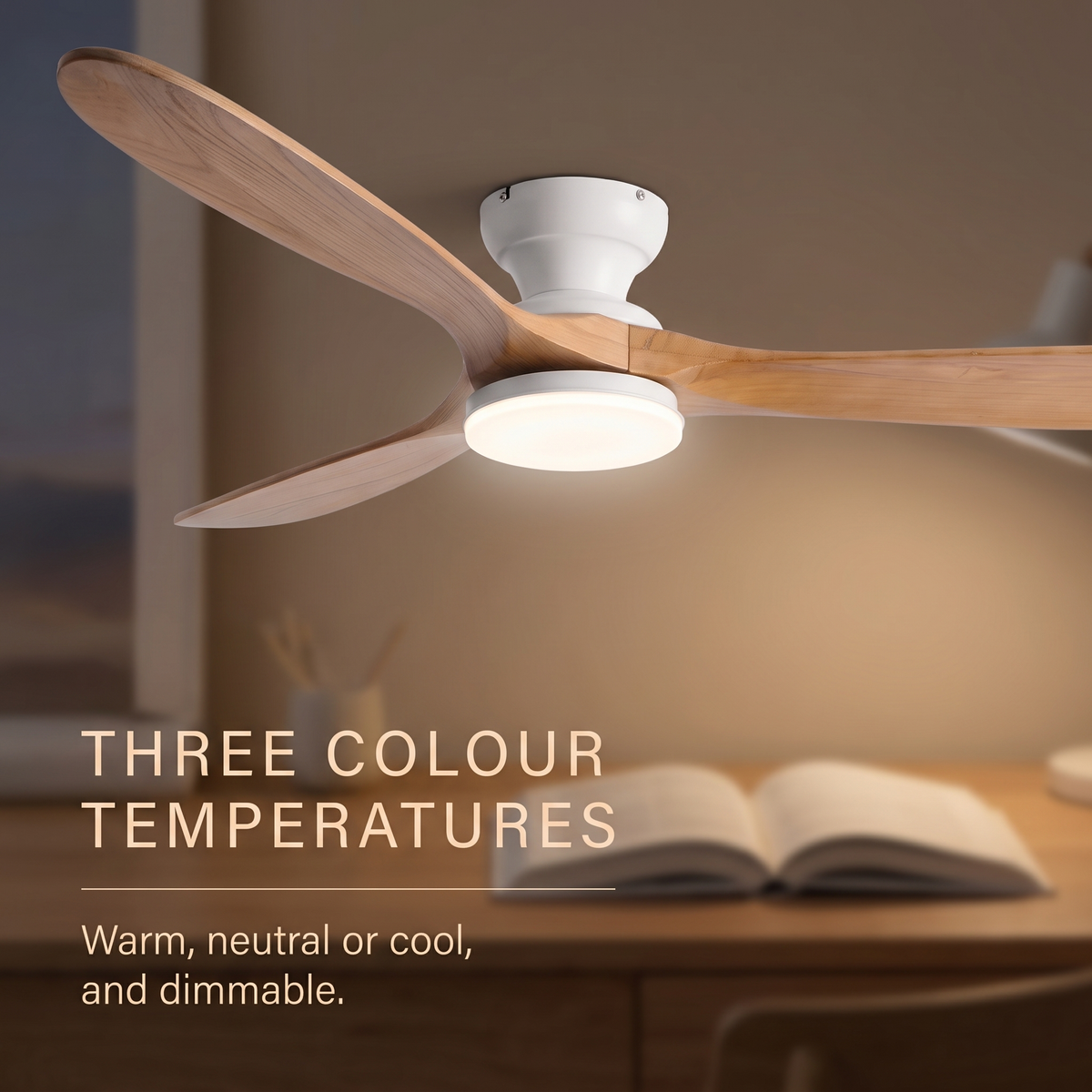 Linen | Solid timber ceiling fan with light