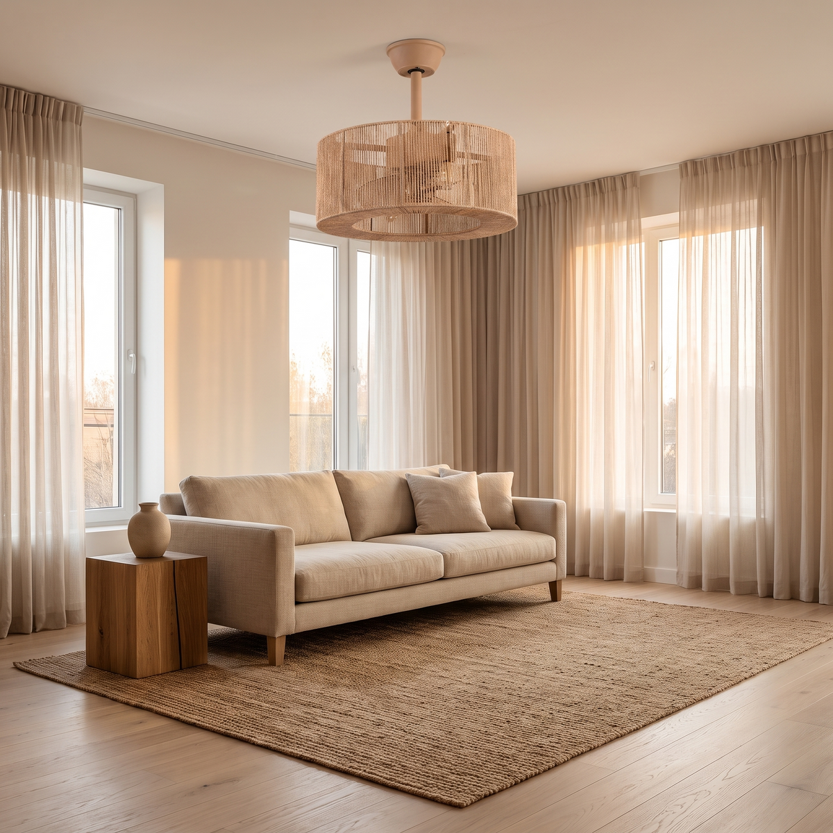 Reed | Rope drum ceiling fan with light 50 cm
