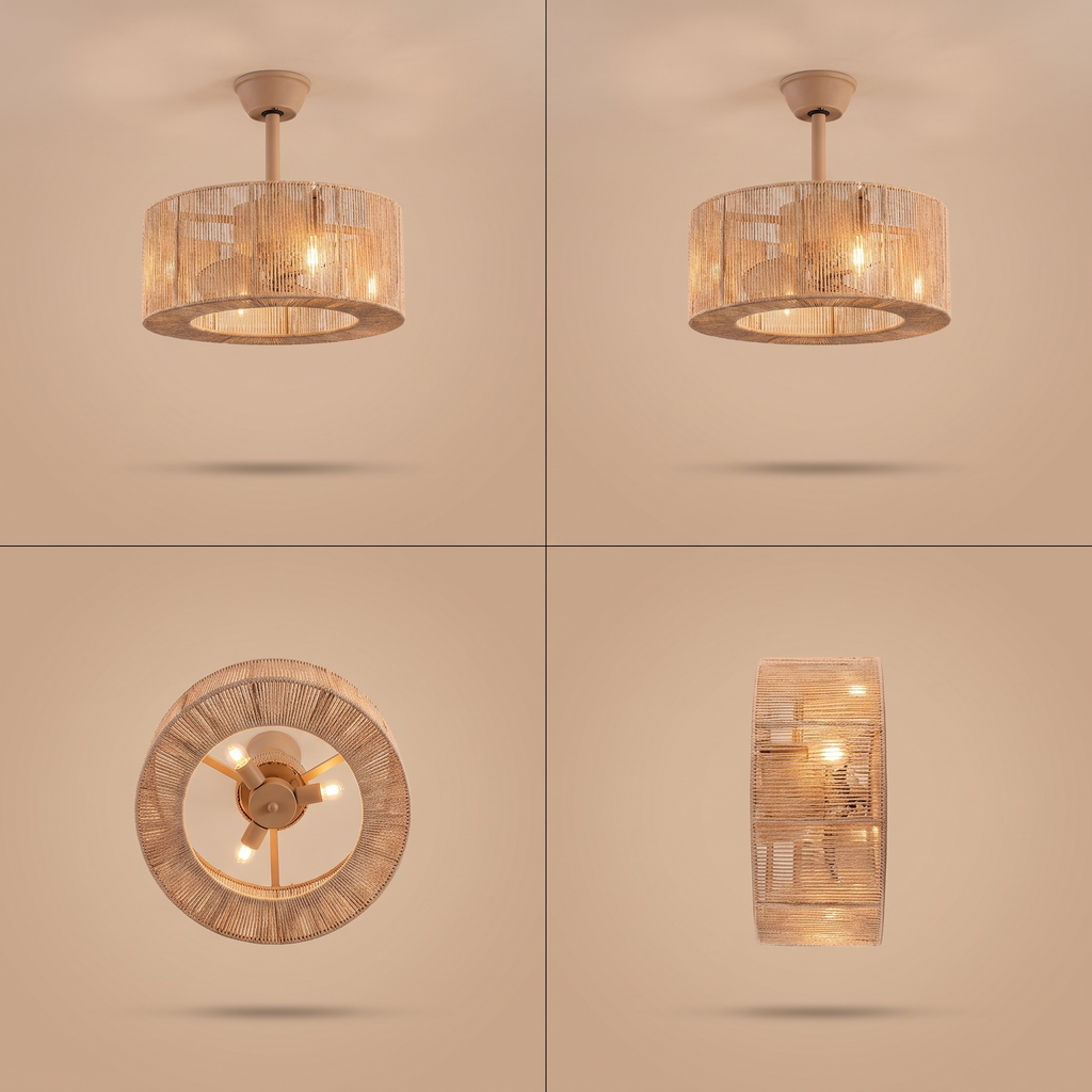 Reed | Rope drum ceiling fan with light 50 cm
