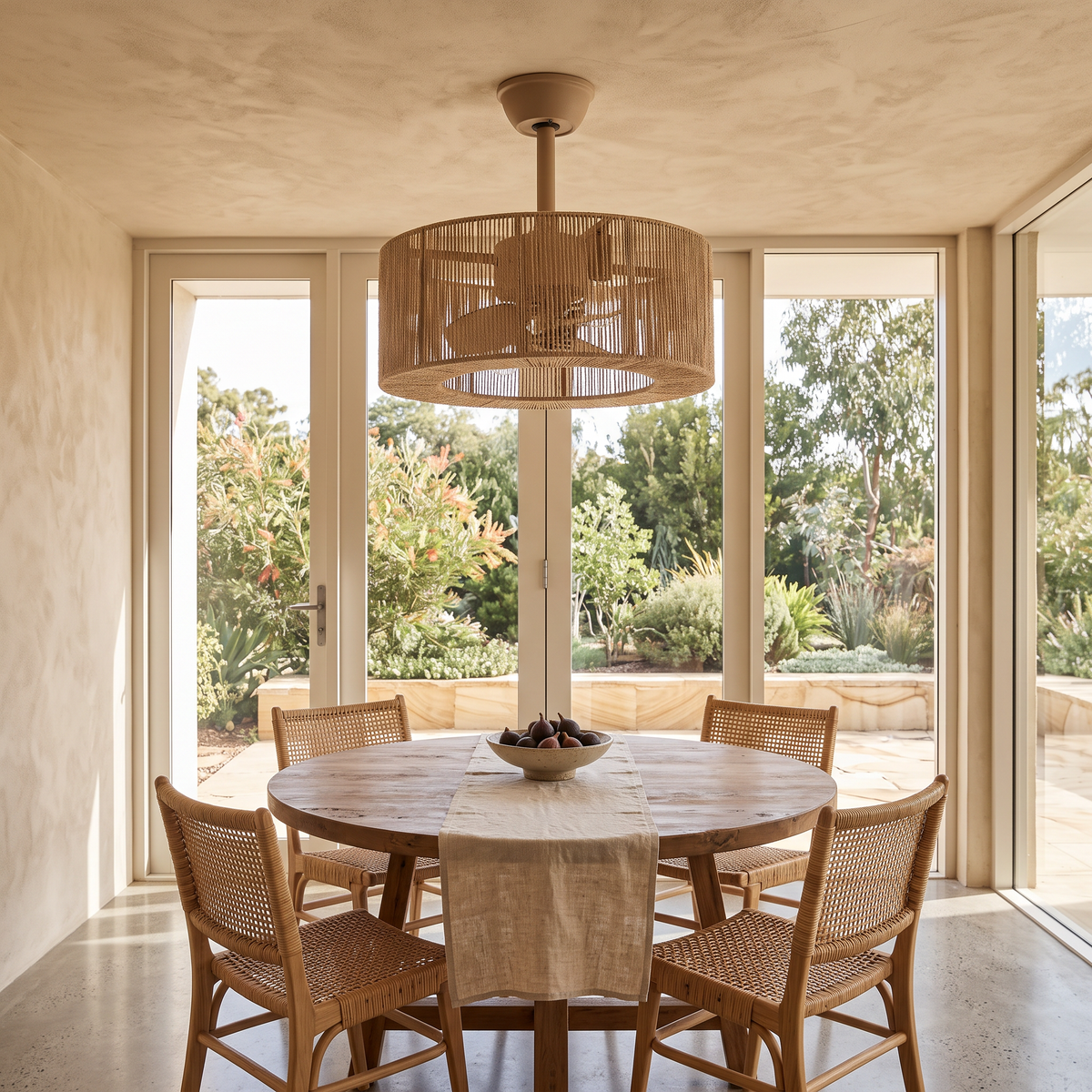 Reed | Rope drum ceiling fan with light 50 cm
