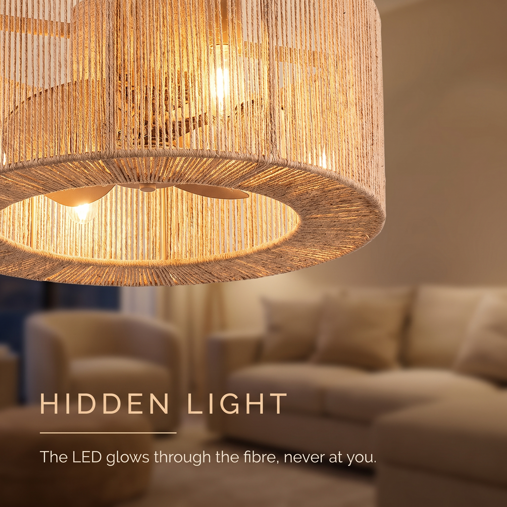 Reed | Rope drum ceiling fan with light 50 cm