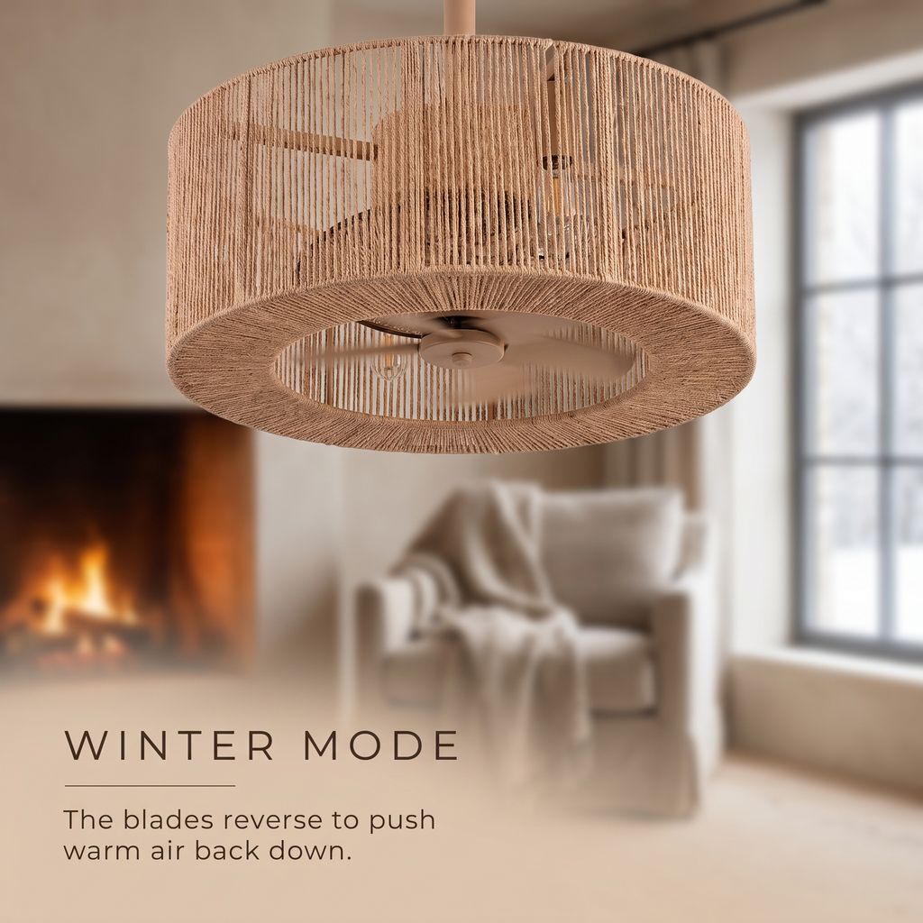 Reed | Rope drum ceiling fan with light 50 cm