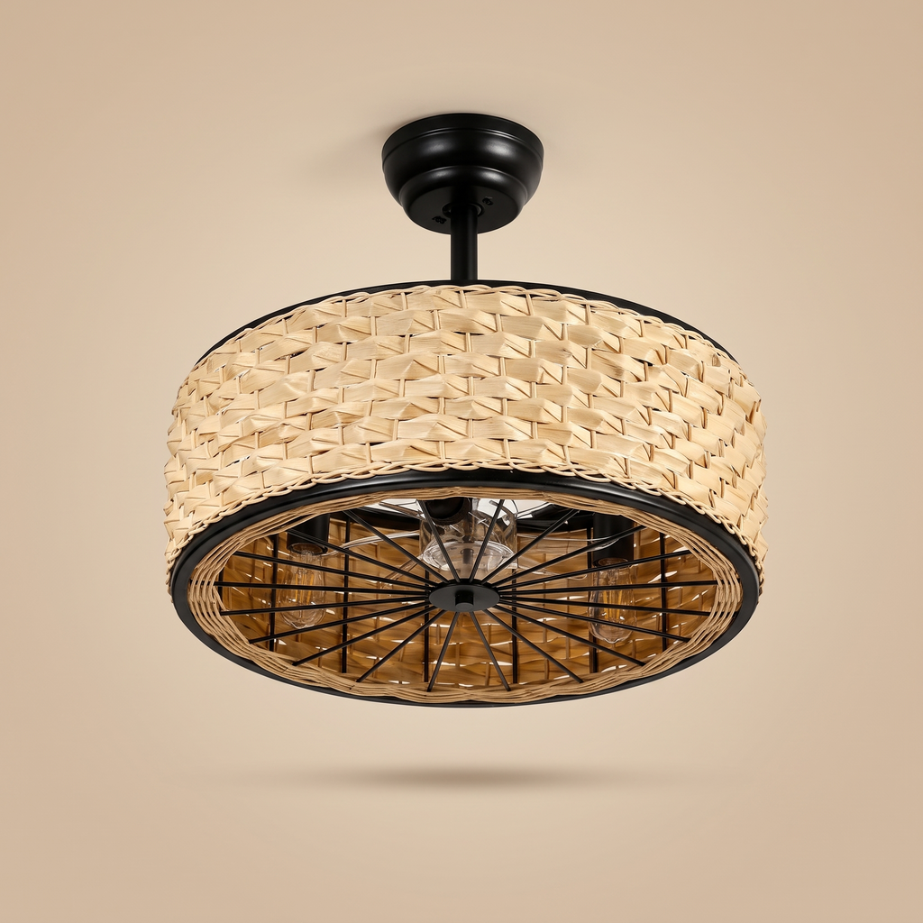 Weave | Rattan ceiling fan with three lights