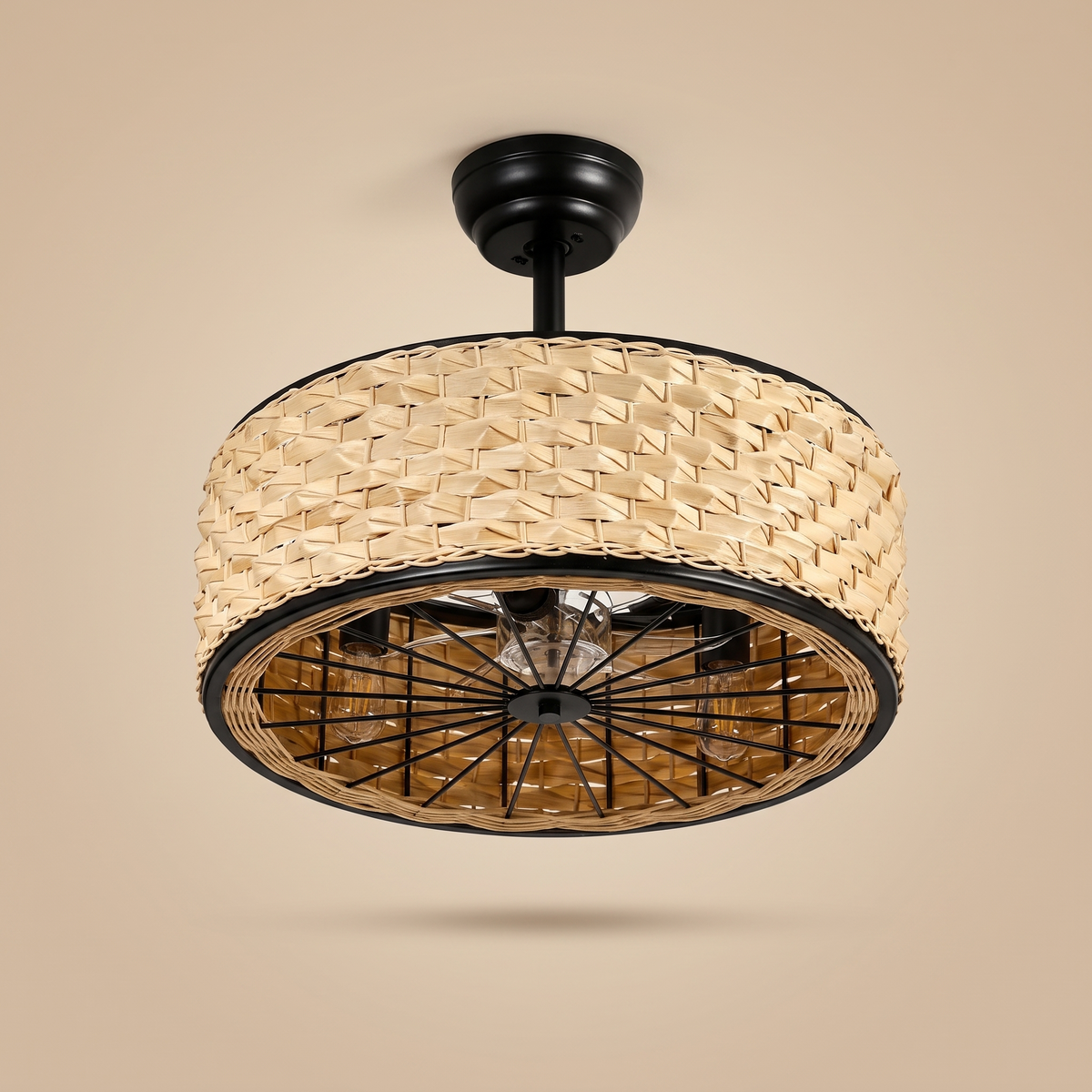 Weave | Rattan ceiling fan with three lights