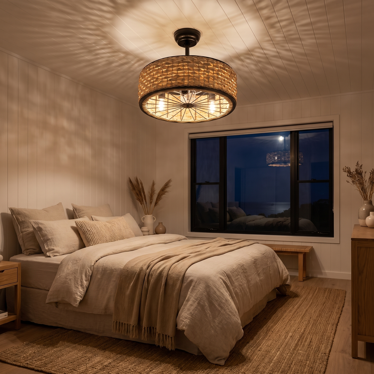 Weave | Rattan ceiling fan with three lights