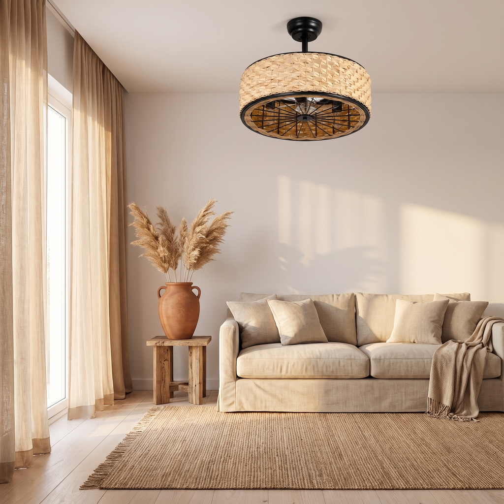 Weave | Rattan ceiling fan with three lights