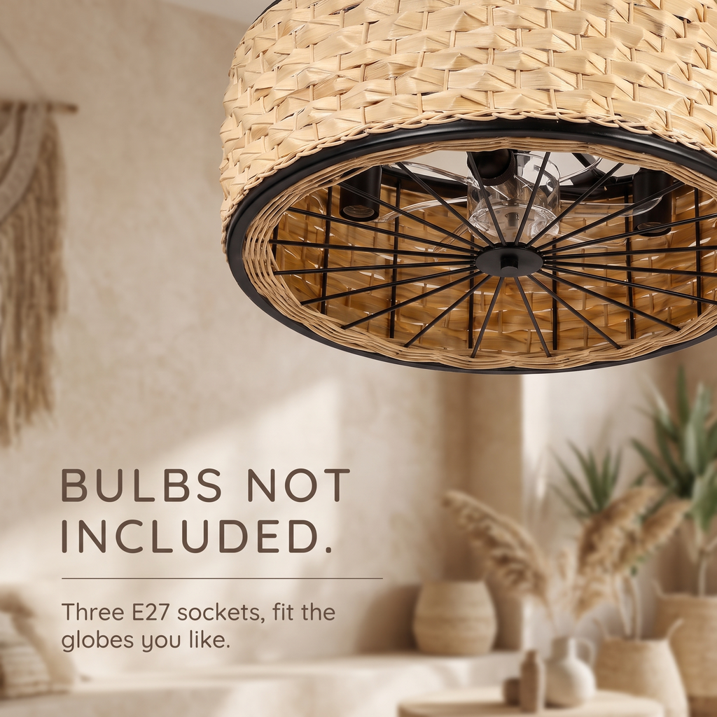 Weave | Rattan ceiling fan with three lights