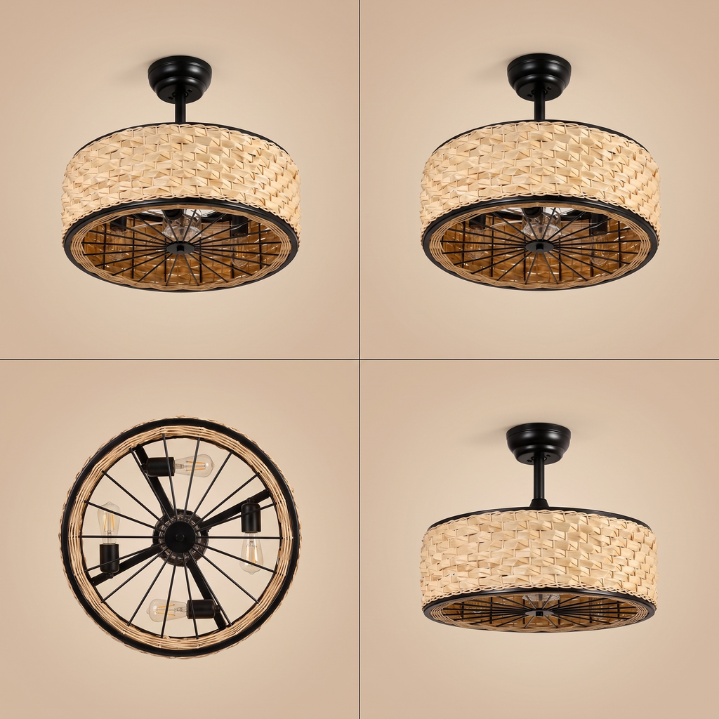 Weave | Rattan ceiling fan with three lights