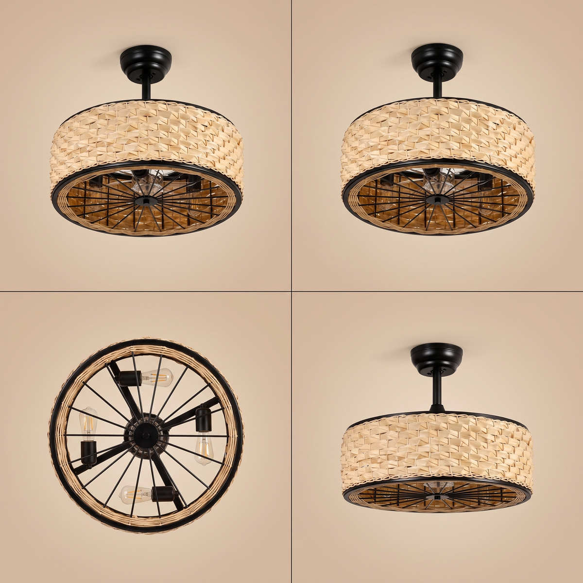 Weave | Rattan ceiling fan with three lights