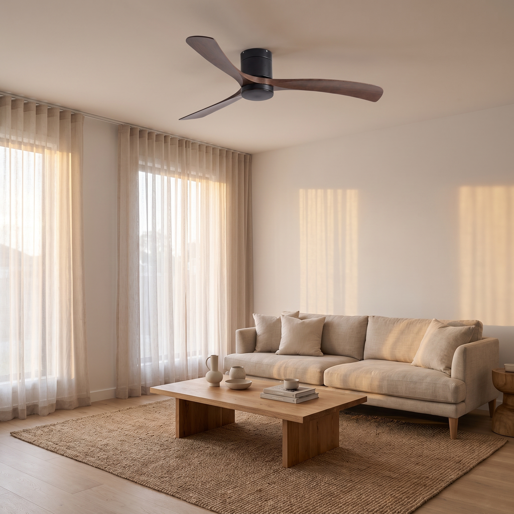 Glide | Low profile DC ceiling fan with light