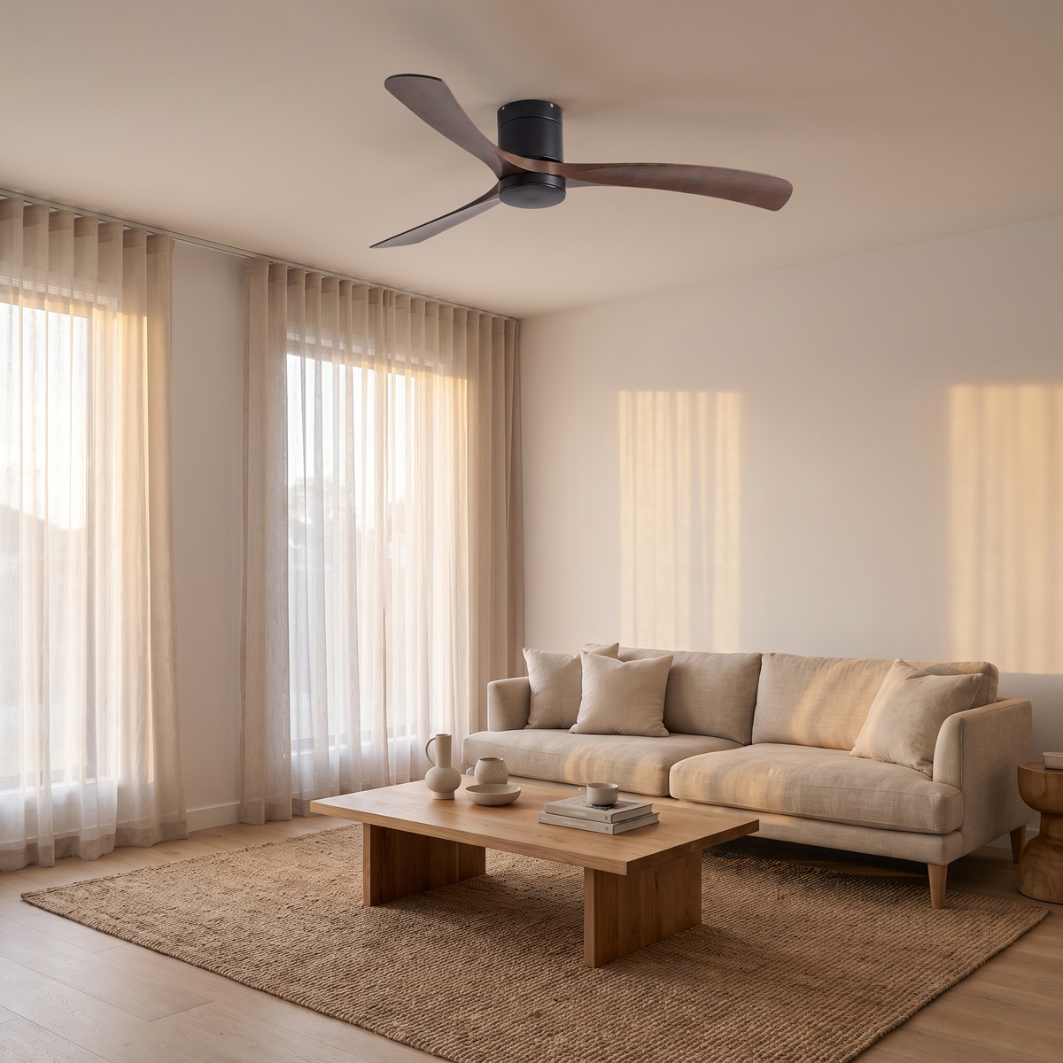 Glide | Low profile DC ceiling fan with light